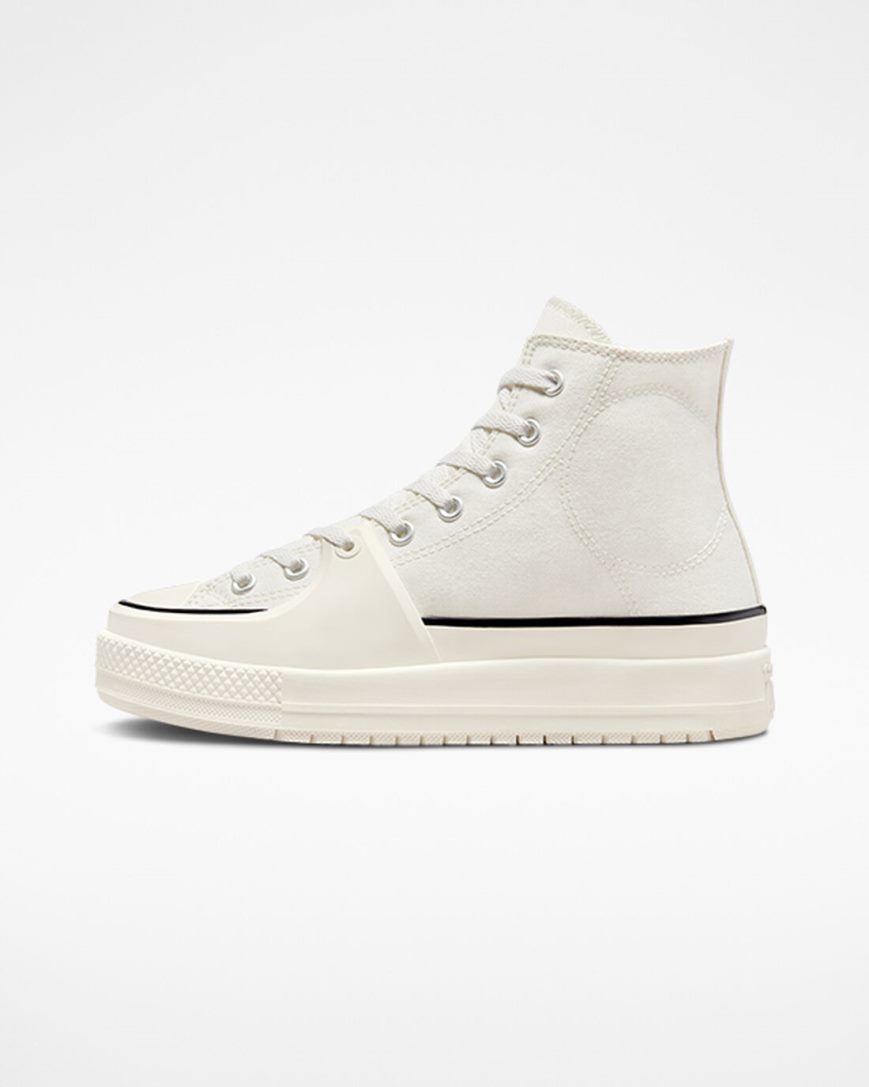 Tenisi Inalti Barbati Converse Chuck Taylor All Star Construct Albi Negrii | RO DJCKG791